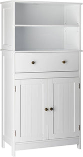 Badkamerkast - Badkamermeubel - 60x30x118 cm - Wit - LEADZM