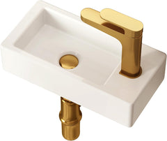 DeerValley Kleine hangwastafel kraangat rechts 37 x 18 x 9 cm wit