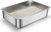 Nobleza Kattenbak XXXL RVS - 70x50x15 cm - Grote Kattenbak voor Grote Katten & Maine Coon - Roestvrijstalen Kattenbak met Hoge Rand