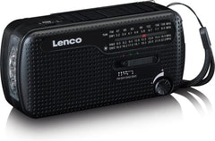 Lenco Noodradio - Draagbare opwindbare Radio - Radio op batterijen - Powerbank - Zaklamp - Noodpakket - MCR-113BK - Zwart •