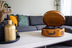 Classic Phono Retro Platenspeler - Vinyl Koffer met 2 ingebouwde Speakers - TT-34 - Bruin