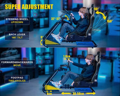 GTPLAYER - Simulator Cockpit - Met Luidsprekers en Stuurwiel Steun - Grijs