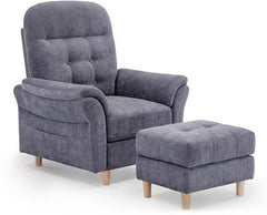 COMHOMA - Relaxstoel met Ligfunctie - Chenille met Hocker en 4-stand Rug - Grijs