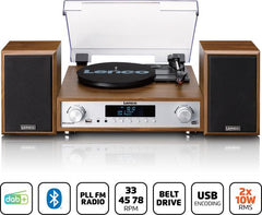 Lenco Platenspeler - Stereoset met DAB en Bluetooth - MC-160WD - Hout •