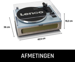 Lenco Platenspeler met Bluetooth - Vier ingebouwde Speakers 40W RMS - LS-440BUBG - Blauw Grijs