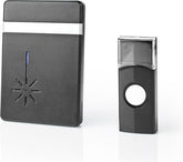 Nedis Draadloze Deurbelset - Batterij Gevoed - 3 V DC - 1x CR2032 - Volume: 80 dB - Signaalbereik: 300 m - IP44 - 36 Melodiën - 1 Ontvanger - Zwart •