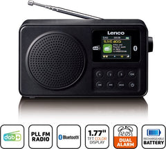 Lenco Radio met oplaadbare Batterij - Draagbare DAB+/FM Radio met Bluetooth - Noodpakket - PDR-033BK - Zwart •
