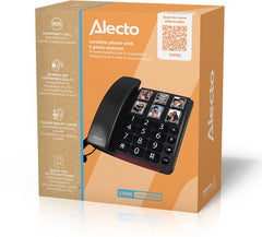 Alecto Senioren Telefoon - Grote fototoetsen en cijfers - Extra luid gespreksvolume - Blijft werken bij stroomuitval - CW30 - Zwart