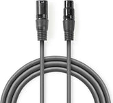 DMX-Adapterkabel - XLR 3-Pins Male - XLR 3-Pins Female - 15 m - Donkergrijs - Nedis