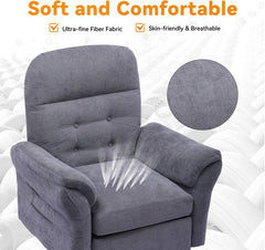 COMHOMA - Relaxstoel met Ligfunctie - Chenille met Hocker en 4-stand Rug - Grijs