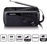 Lenco Noodradio - Draagbare opwindbare Radio - Radio op batterijen - Powerbank - Zaklamp - Noodpakket - MCR-113BK - Zwart