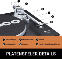 Lenco Platenspeler met Bluetooth - Twee externe Speakers - Ingebouwde Versterker - LS-500BK - Zwart