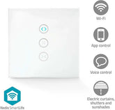 Nedis SmartLife Wandschakelaar - Gordijn / Sluiter / Zonnescherm - Muurmontage - 300 W - Android / IOS - Glas - Wit •