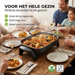 Nedis Elektrische Hapjespan 2200W – 40 cm Deksel – Anti‑aanbaklaag – Aluminium