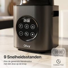Olvy Kitchen Blender - 1,5L Glazen Kan met To-Go Beker - Smoothie Maker - Ijscrusher - Vaatwasserbestendig - BPA- en PFAS-vrij - Glas