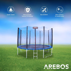 Veiligheidsnet Trampoline - Randafdekking 305 cm - Trampoline net - 8 Stangen - AREBOS