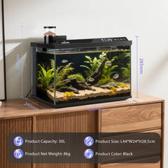 Smart Aquarium Kit - 44x24x28,5 cm - 30L - Zwart - Nobleza
