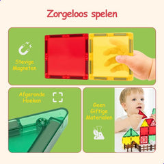 Magnetic Tiles - Speelgoed - 80 Stuks - Boerderij - Magnetische Tegels - Educatief & Constructie - Montessori - Bouwstenen - Blokken - Magna Wereld - Kinderen - Voor 3, 4, 5, 6, 7, 8 Jaar - Olvy •