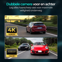 Dual Dashcam - Voor Auto - Camera Voor en Achter - 4K - Full HD - Nachtzicht - Met 64GB SD - Wifi - Olvy