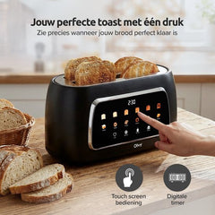 Olvy Broodrooster XL - Lange Sleuven - Timerfunctie - LCD Display - Kruimellade - Toaster - 1500W - Ontdooien & Opwarmen - Zwart