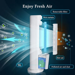 Taylor Swoden Glacier - Luchtkoeler - Aircooler 5L - Torenventilator - Oscillerend - Ventilator met koelelement - Met Afstandsbediening & Aromafunctie - Wit