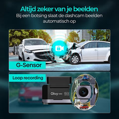 Dual Dashcam - Voor Auto - Camera Voor en Achter - 4K - Full HD - Nachtzicht - Met 64GB SD - Wifi - Olvy