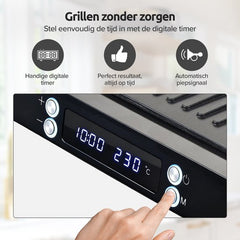 Olvy Tosti Apparaat XL - Panini - Timerfunctie - Temperatuurregeling - Voor 4 Tosti's - Croque Monsieur Toestel - PFAS Vrij - Grill Ijzer - Contactgrill - Apparaten - Uitklapbaar - Zwart •