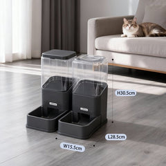 Automatische voerbak kat en hond - Voerautomaat - Voerdispenser - Zwart - Nobleza •