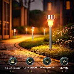 Aigostar Solar Tuinverlichting - LED Tuinfakkels - Tuinverlichting op Zonne Energie - Buitenverlichting - Lamp voor in de Tuin - 37cm - 6 Stuks