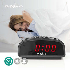Nedis Digitale Wekker - LED - Snoozefunctie - Zwart •