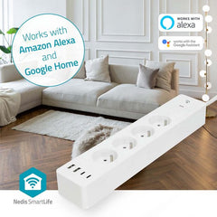 Nedis SmartLife Stekkerdoos – Energiezuinig – WiFi – 4 voudig – USB – 2m