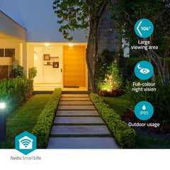 Nedis SmartLife Buitencamera – 3MP – WiFi – Spotlight – Pan & Tilt – IP65 – Wit •