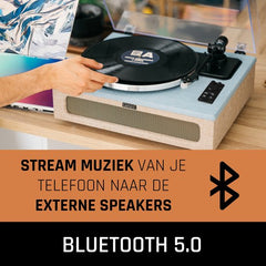 Lenco Platenspeler met Bluetooth - Vier ingebouwde Speakers 40W RMS - LS-440BUBG - Blauw Grijs