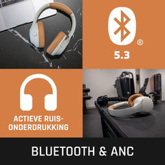 Draadloze over-ear Koptelefoon met Noise Cancelling - Grijs - Lenco HPB-830GY •