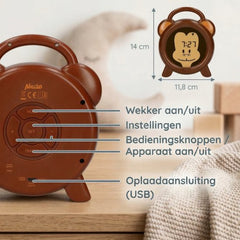 Alecto BC100MONKEY - Slaaptrainer voor kinderen - Kinderwekker met Nachtlamp - Monkey