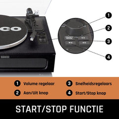 Lenco Platenspeler met Bluetooth - Vier ingebouwde Speakers 40W RMS - LS-430BK - Zwart •