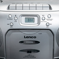 Lenco SCD-420SI - Draagbare radio CD speler met MP3 optie en koptelefoon - Zilver •