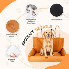 Nobleza Hondenautostoel - Hondenmand Auto - Autostoel Hond - Water- en Vuilafstotend - PU Leer - 92 x 52 x 47 cm - Oranje