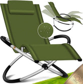 KESSER® Relaxstoel, ligstoel, tuinstoel, zonnebed, tuinstoel, klapstoel, schommelstoel, ergonomische relaxstoel, weerbestendig, belastbaar tot 180 kg - KhakI