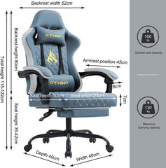 Ergonomische Bureaustoel - Office Chair - Gamestoel - Volwassenen - Blauw - SYMINO