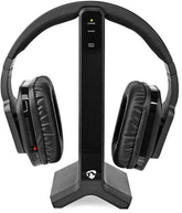 Nedis Draadloze TV-Koptelefoon – Over-Ear – RF – 25 m – 8 uur Batterij – Laadstation – Zwart •