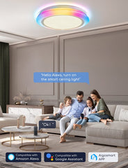 Aigostar 10I2F- Slimme Plafonnière Badkamer - Smart Plafondlamp - Ø 39 cm - IP44 - Dimbaar - Appbesturing - RGBW - 27W •