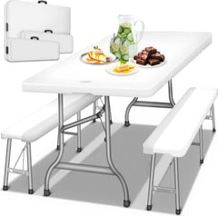 Picknicktafel - Campingtafel - Biertafel - Opvouwbaar - 180 cm - Wit - Tillvex®