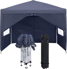 FIVMEN Vouwpaviljoen 3 x 3 m met zijpanelen en ramen en draagtas, polyester, uv-bescherming, partytent, waterdicht, winddicht, outdoortent, type B (antraciet)