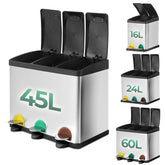 Prullenbak - Afvalbak - Vuilnisbak - 45 Liter - Zilver - Jago