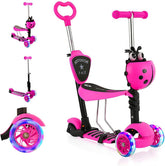 Kinderstep - 3 wielen - Kinder step jongens - LED Wielen - Verstelbaar - Roze - YOLEO