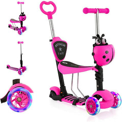 Kinderstep - 3 wielen - Kinder step jongens - LED Wielen - Verstelbaar - Roze - YOLEO