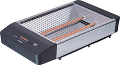 Melissa 16140136 platte broodrooster, platte broodrooster, tafelroosters, roestvrijstalen design, broodjes, baquet, fluiten, 600 watt vermogen, teruglooptimer, kruimellade, zwart roestvrij staal