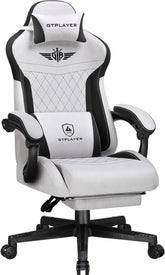 GTPLAYER Gamingstoel, ergonomische gamerstoel van stof met lendensteun, pc-stoel met verbrede rugleuning, belastbaar tot 150 kg, grijs - GT832