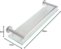 Aquamarin Glazen Badkamerplank - Wandplank - set van 2 - 50 cm •